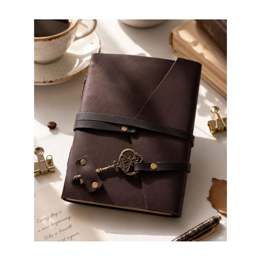 ST Craft villa Vintage Key Lock Journal Handcrafted Dairy Notebook for persnol and office use A5 Diary Unruled 200 Pages(Brown)