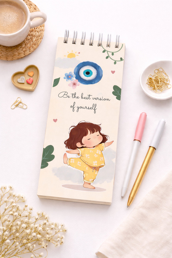 TooBetter Cute Pajama Girl Printed Slim Spiral Notepad Diary Pocket-size Note Pad Ruled 90 Pages(Yellow)