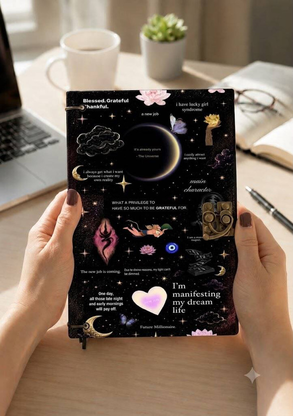 zafar handicraft Gratitude & Manifestation Collection A5 Journal Ruled 200 Pages(Black)