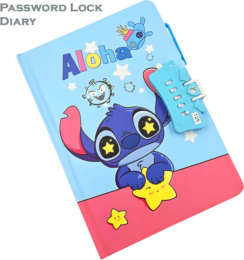 poksi A5 Password Lock Diary with Pen A5 Diary Ruled 160 Pages(Multicolor)