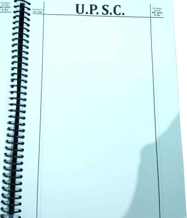 upsc NA A4 Notebook Spiral UPSC Mains Answer Writing Booklet 70gsm quality (transparent cover)) 300 Pages(White)