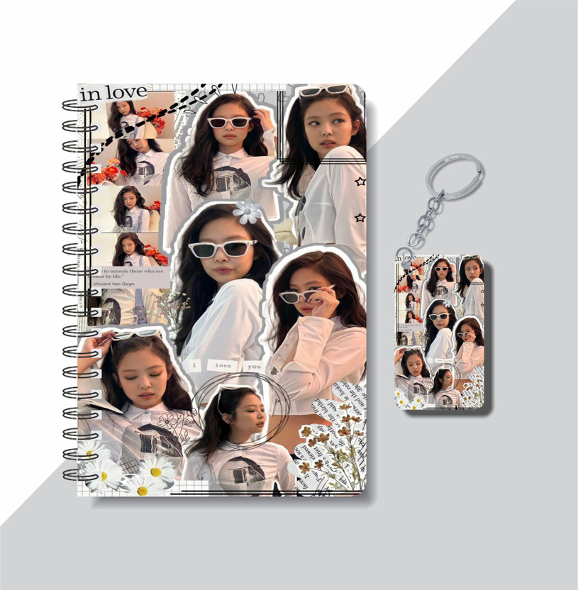 craft maniacs JENNIE BLACKPINK DIARY & KEYCHAIN A5 Diary RULED 120 Pages(Multicolor)