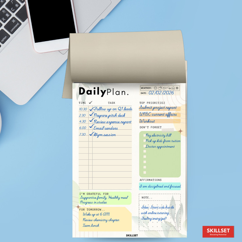 SKILLSET Daily Planner – Study Planner & Planner Diary Notebook A5 Planner RULING 80 Pages(Multicolor)