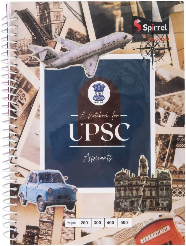 SPIRREL SPIRAL UPSC mains Answer writing Sheet , Durable Cover, A4 Notebook scratch proof protected ohp sheet 200 Pages(Multicolor)