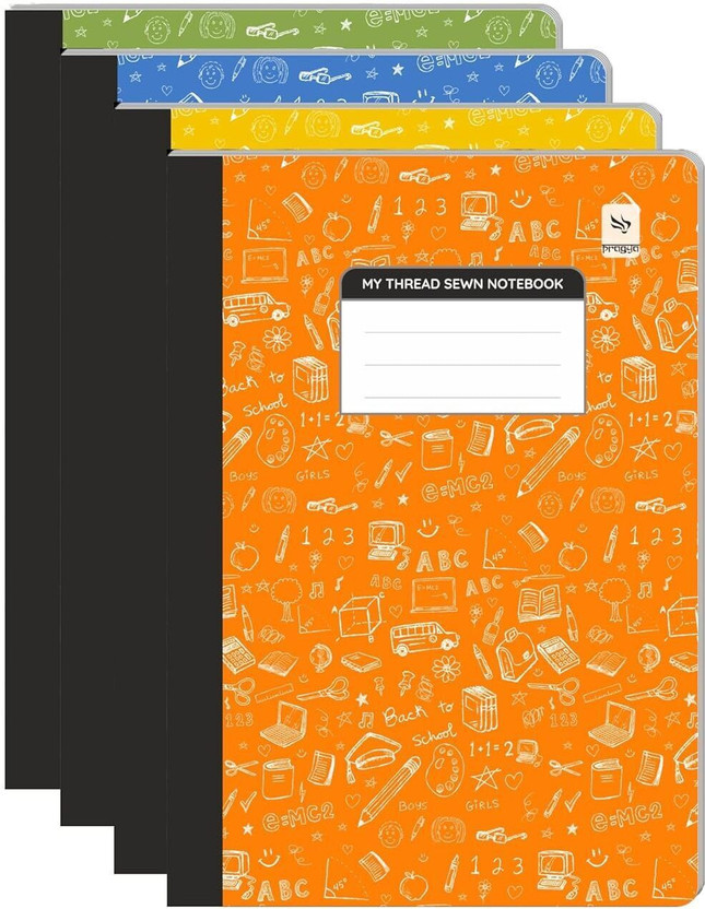 Pragya Pro Series | Thread Sewn Long Notebook | A4 Notebook Single Ruled 172 Pages(Multicolor, Pack of 12)