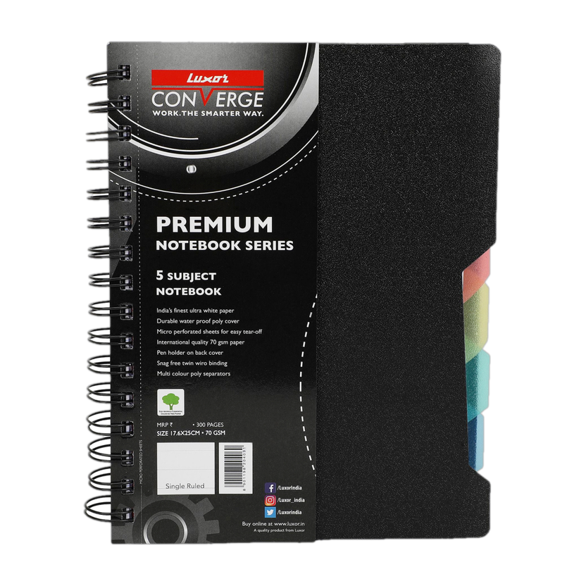 LUXOR Single Ruled A5-300 Regular Notebook Single Ruled 300 Pages(Black)