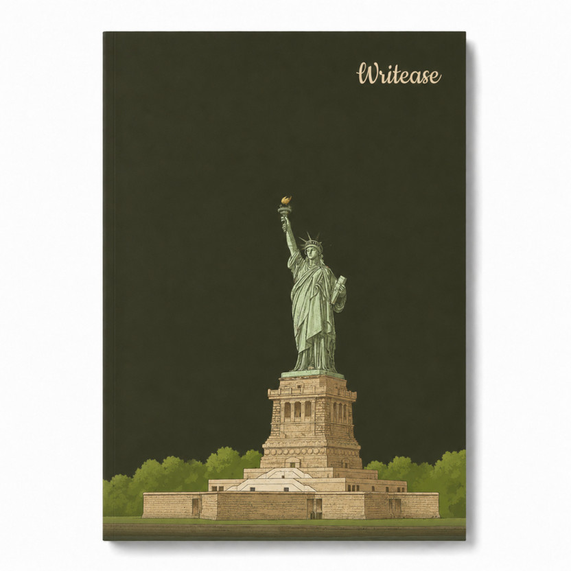 Writease Classic A4 Notebook Single line 136 Pages(Statue of Liberty, Pack of 6)