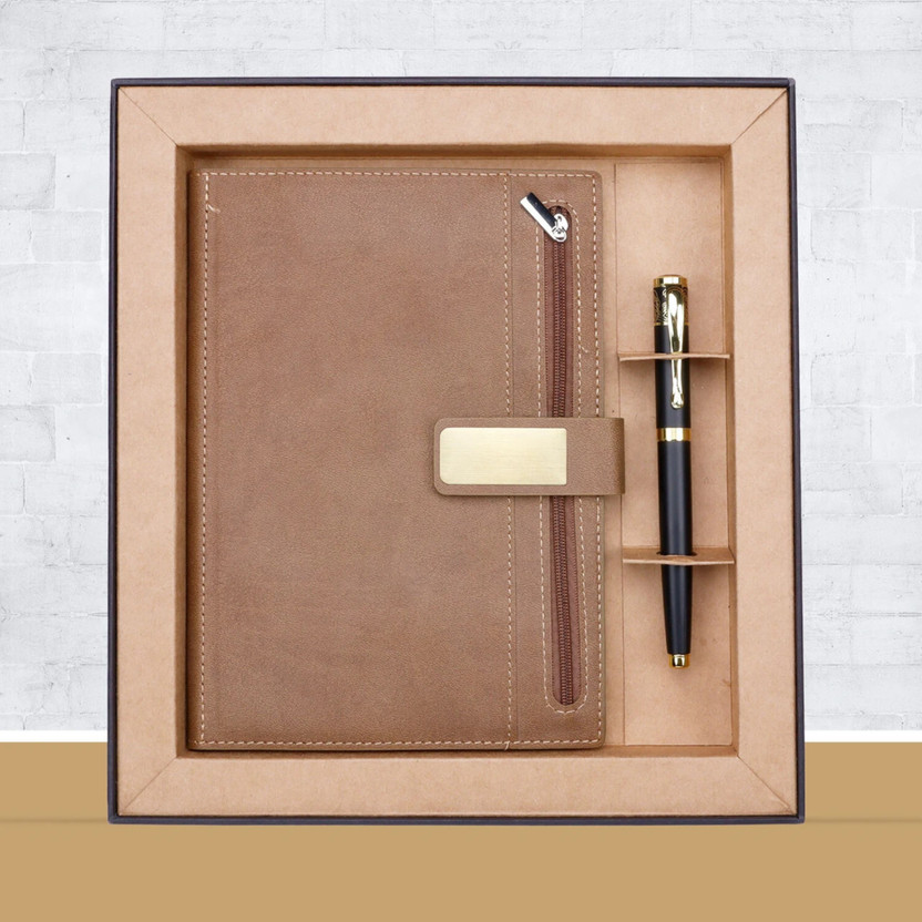 DURGAM Premium Stylish Gift Set A5 Gift Set Ruled 200 Pages(Brown)