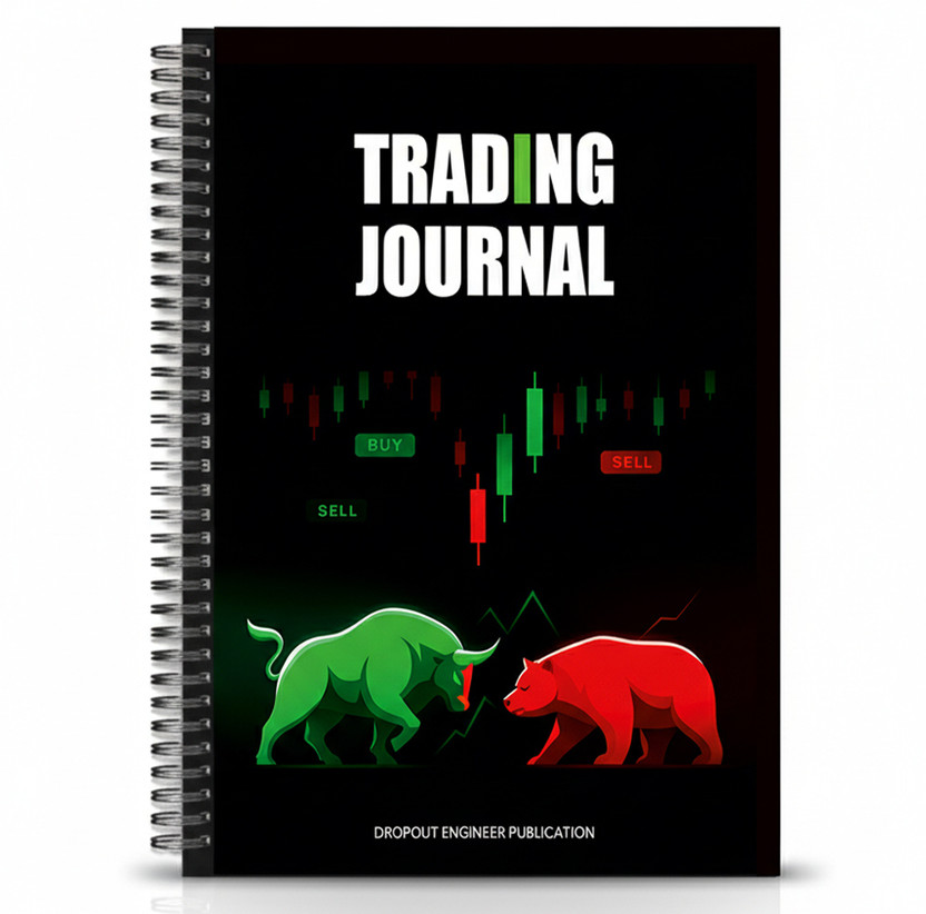 DropoutEngineer Trading Journal Diary and Stock Market Trading Diary Notebook Trading book A5 Journal Track Entry, Stop Loss, Profit & Loss, Notes 137 Pages(Black)