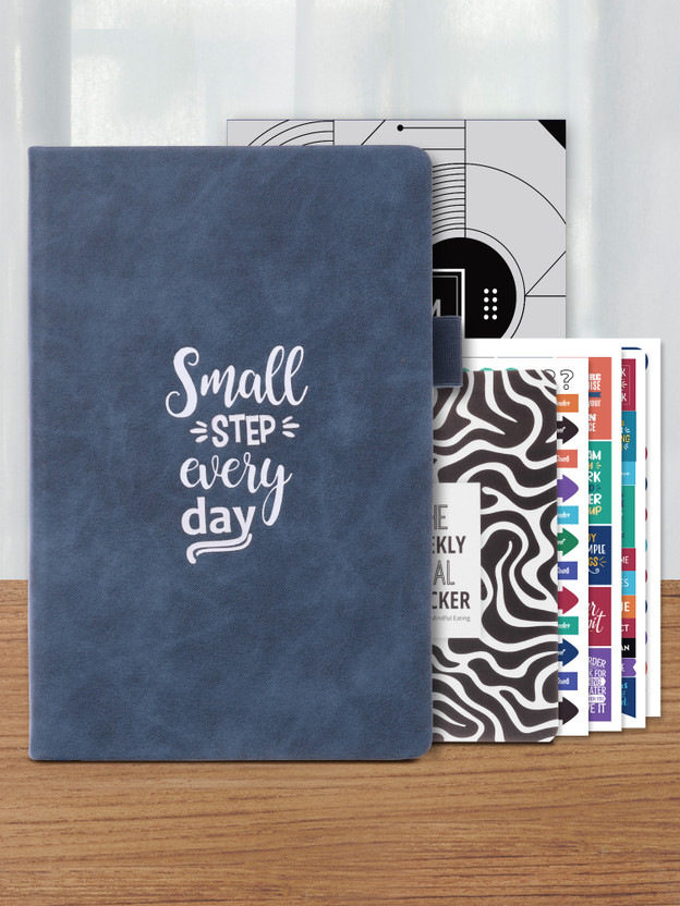 Doodle Hard Bound Productivity Planner Kit A5 Planner/Organizer |12 Monthly Planner|Notes Pages & 200+Stickers|Pocket Meal Planner|Ruled 288 Pages(Step by Step, Blue)