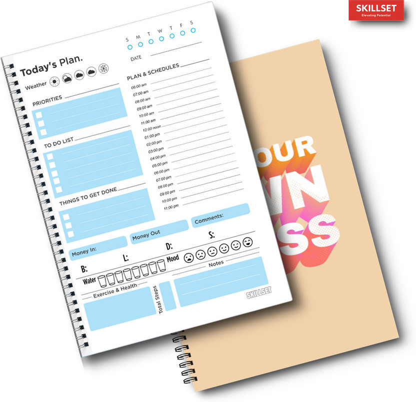 SKILLSET Student Planner Diary A5 – Daily Task Organizer, Study Schedule & Journal A5 Planner Ruling 192 Pages(Peach)
