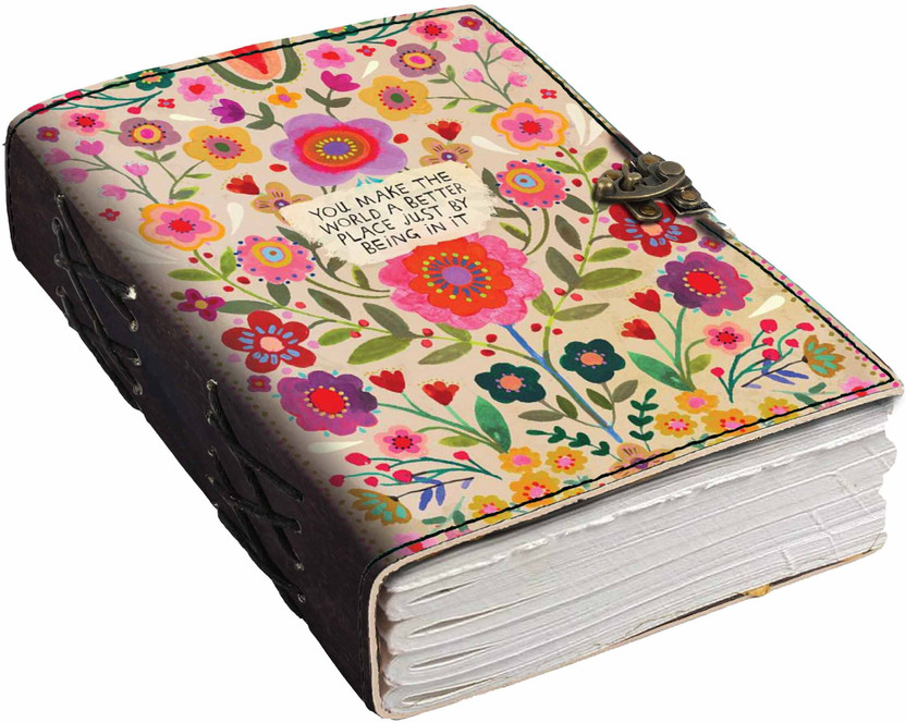 DI-KRAFT Printed Designer leather cover Diary with Lock For Office|Gift|SIZE 5*7 INCHES A5 Diary unruled 200 Pages(multicolor17)