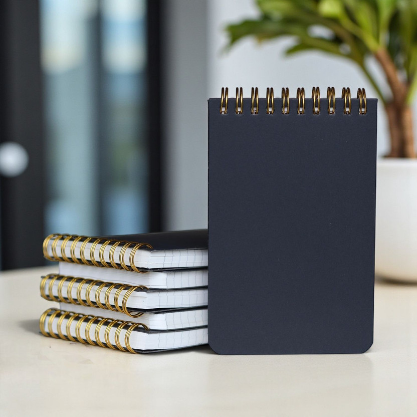 INNAXA Small Pocket Notepad Ruled | Gold Wiro | Pocket-size Note Pad Line ,perfect for office,or personal use Notebook 60 Pages(Black, Pack of 6)