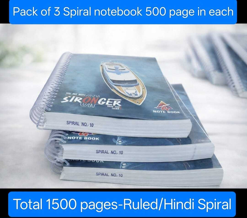 Angel babi Student Essentials Collection A4 Notebook Ruled 500 Pages(Blue, Pack of 3)
