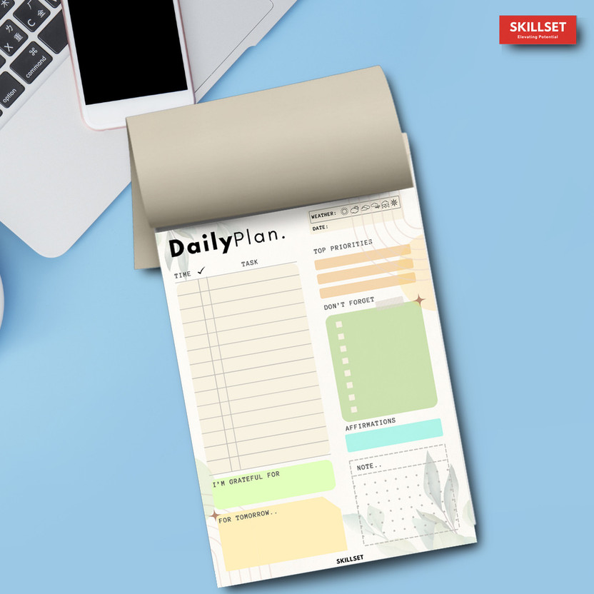 SKILLSET Daily Planner Sheet Pad with Tasks Notes and Goal Tracker A5 Planner RULING 80 Pages(Multicolor)