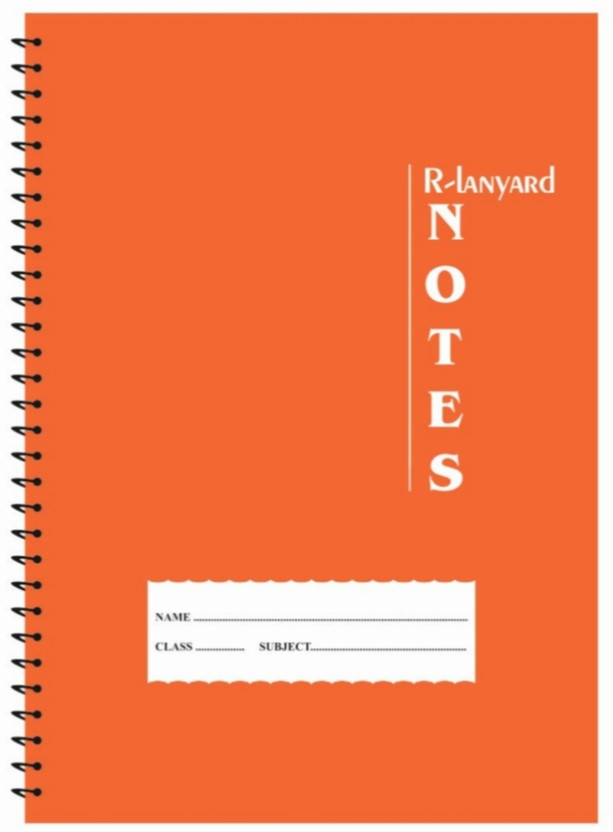 RLanyard Spiral A4 Notebook unruled/plain, Notebook for Students 200 Pages(Orange)