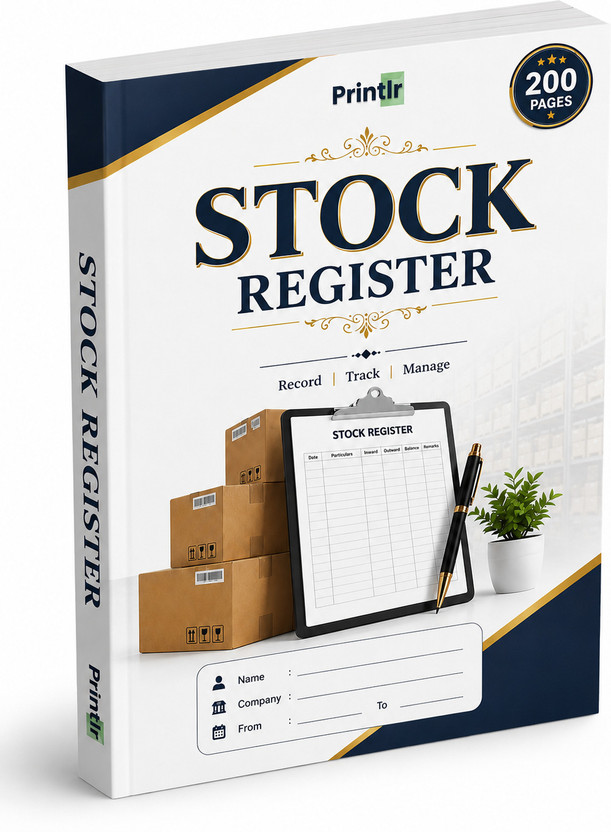 printlr stock rgstr A4 Cash Memo Ruled 200 Pages(navy blue off white)
