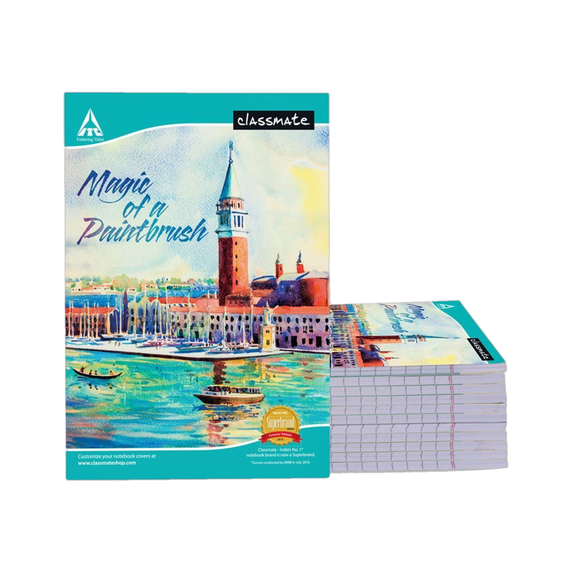Classmate Longbook A4 Notebook Single Line 140 Pages(Multicolor, Pack of 12)