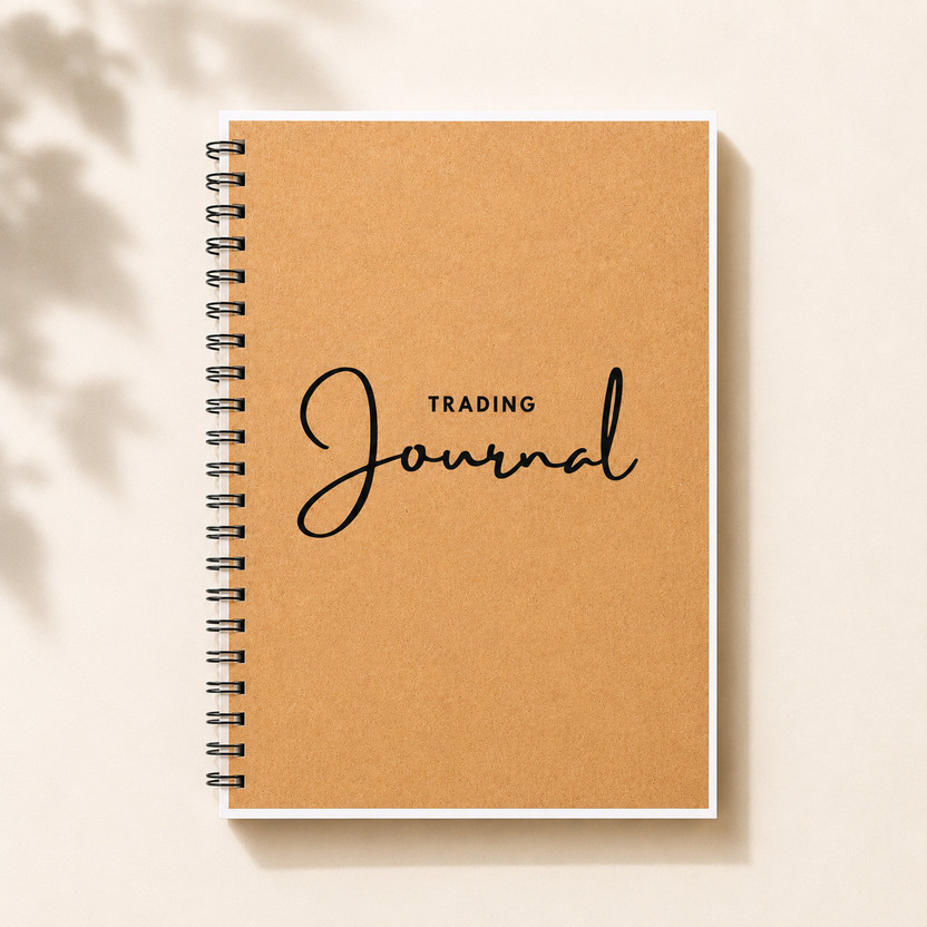 TimeWise Trading Journal Monochrome Stock Market Notebook Day Trade Log A5 Journal Unruled 130 Pages(Brown)