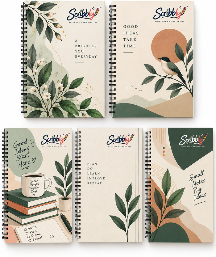 ABC notebook A4 Notebook plain 200 Pages(Multicolor, Pack of 5)