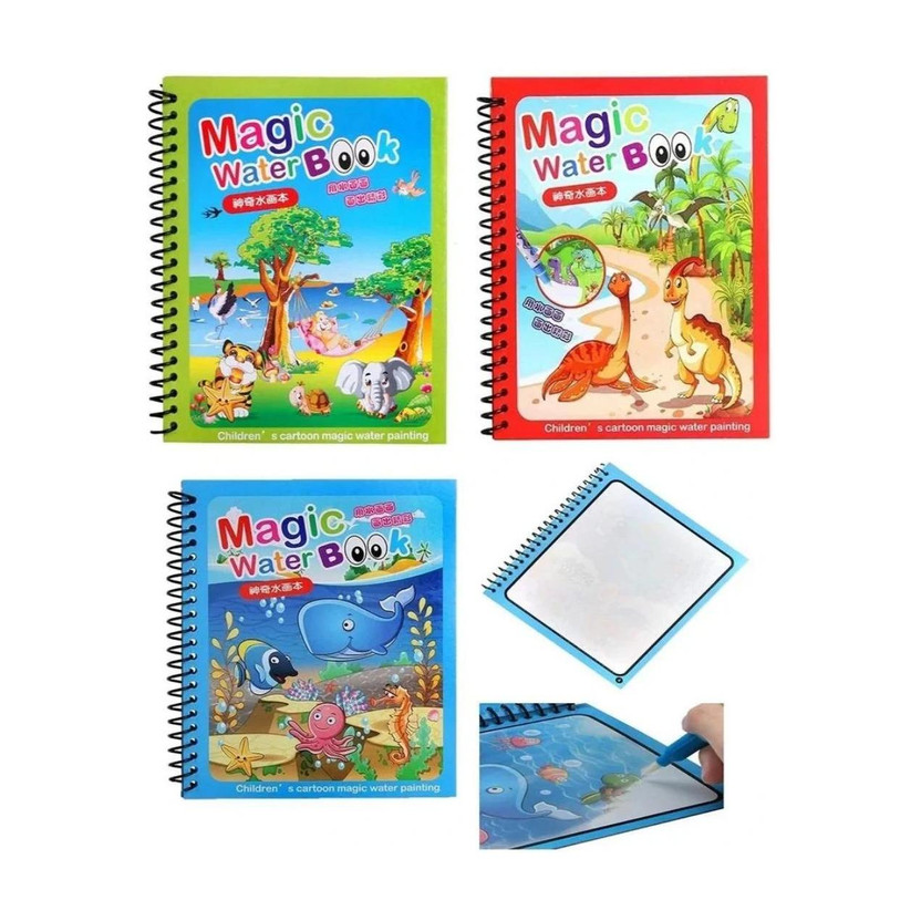 Extraposh Magic Water Book with Pen for Kids Magic Quick Dry Book Water Coloring Book A5 Notebook study 40 Pages(Multicolor)