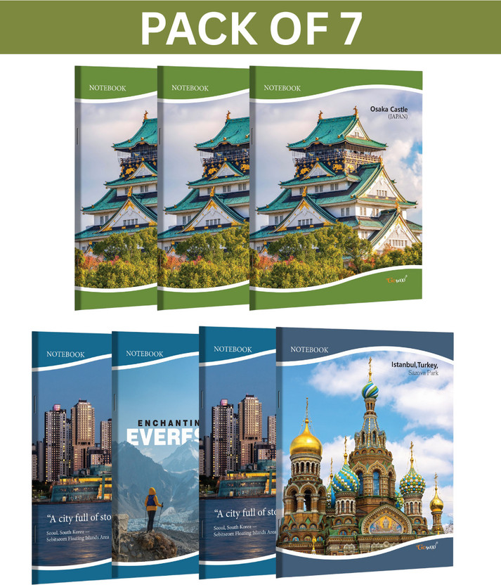 SHINI LIFESTYLE 7 A5 Notebook 7 172 Pages(Multicolor, Pack of 7)