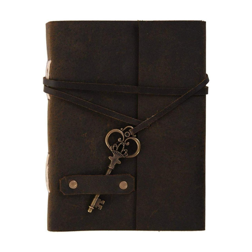 DI-KRAFT Handmade Classic Design Leather A6 Diary Unruled 200 Pages(Black)