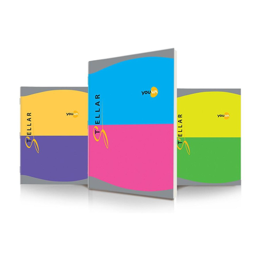 NAVNEET Youva Stellar Attractive Cover Long Book For College Students, Assorted A4 Notebook Single Rule 196 Pages(Multicolor, Pack of 3)