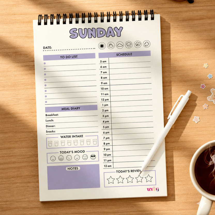 WYOG Daily Productivity Planner A5 Planner/Organizer Ruled 100 Pages(Multicolor)
