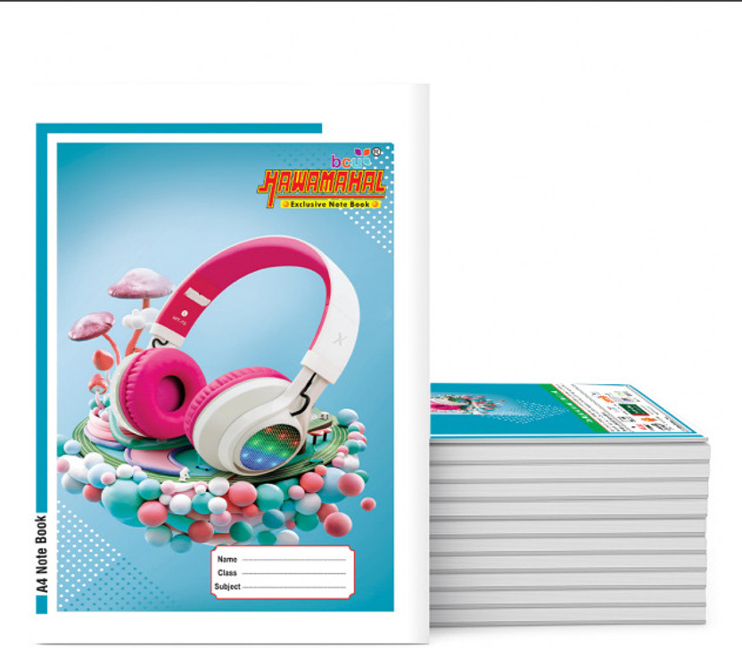 Hawamahal A4 NoteBook A4 Notebook Sinle Line 160 Pages(Multicolor, Pack of 9)