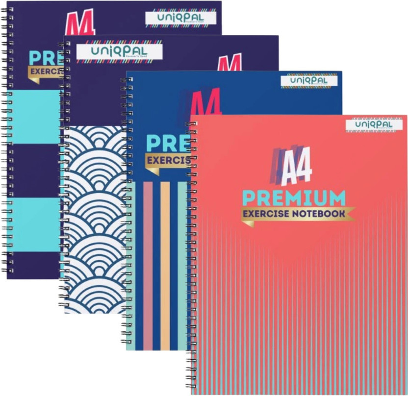 UNIQPAL SPIRAL Notebook A4 Notebook RULED /LINE 200 Pages(Multicolor, Pack of 4)