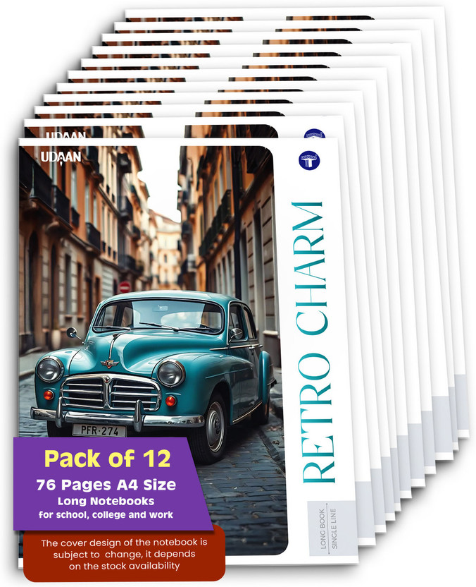 Target Publications A4 Size Long Notebooks | Single Line copy | 76 Pages | 21x29.7 cm | Pack of 12 A4 Notebook Single Line 912 Pages(Multicolor, Pack of 12)