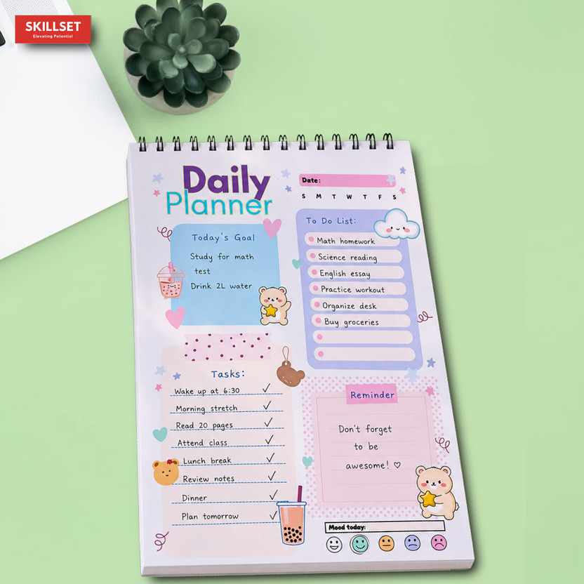 SKILLSET Planner Notebook for Office Work Study Goal Planning & Scheduling A5 Planner Ruled 140 Pages(Multicolor)