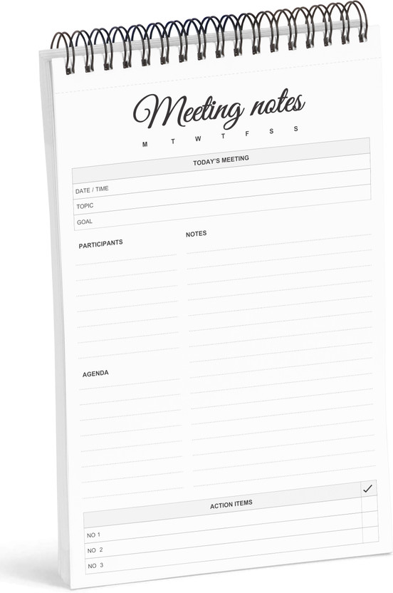Inkdotpot Spiral Binding Notepad Regular Planner Unruled 50 Pages(White)