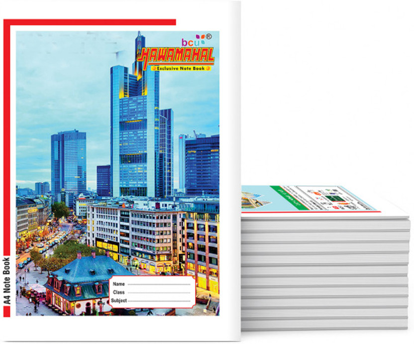 Hawamahal A4 NoteBook A4 Notebook Sinle Line 216 Pages(Multicolor, Pack of 9)