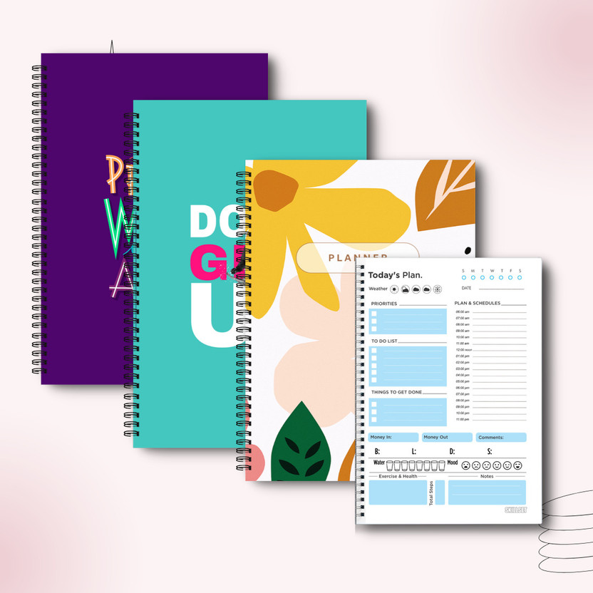 SKILLSET Daily Planner Diary Productivity Journal Pack of 3 A5 Planner Rulling 192 Pages(Multicolor, Pack of 3)