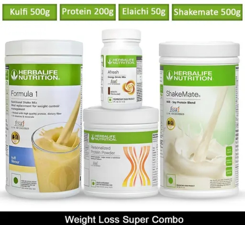 Herbalife Nutrition Weight Loss Super Combo (Kulfi 500g, Protein 200g, Elaichi 50g, Shakemate 500g) KULFI AND ELAICHI Powder(1250 g, Pack of 4)