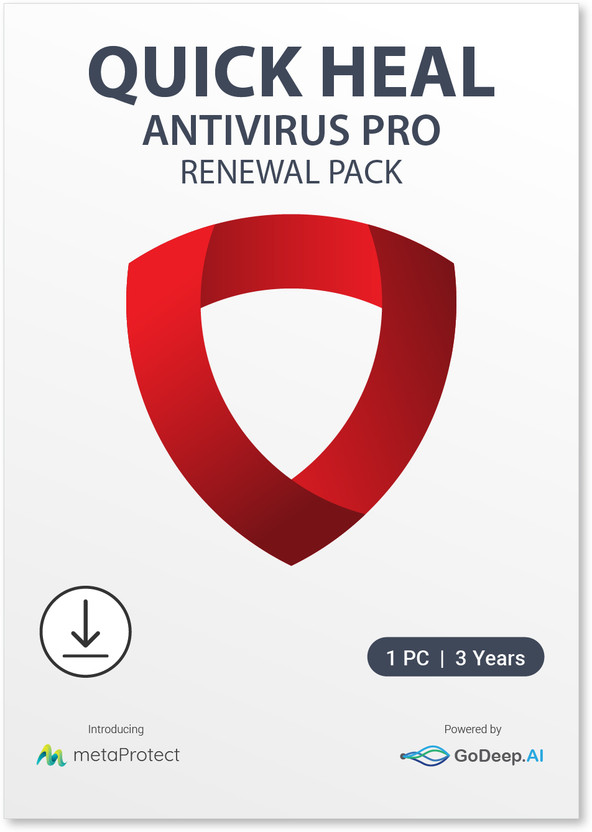 QUICK HEAL Renewal 1 PC PC 3 Years Anti-virus Compatible with Windows (Email Delivery - No CD)(Personal Edition)