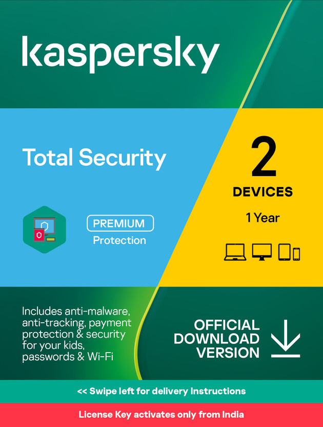 Kaspersky 2 PC 1 Year Total Security Compatible with Windows (Email Delivery - No CD)(Standard Edition)
