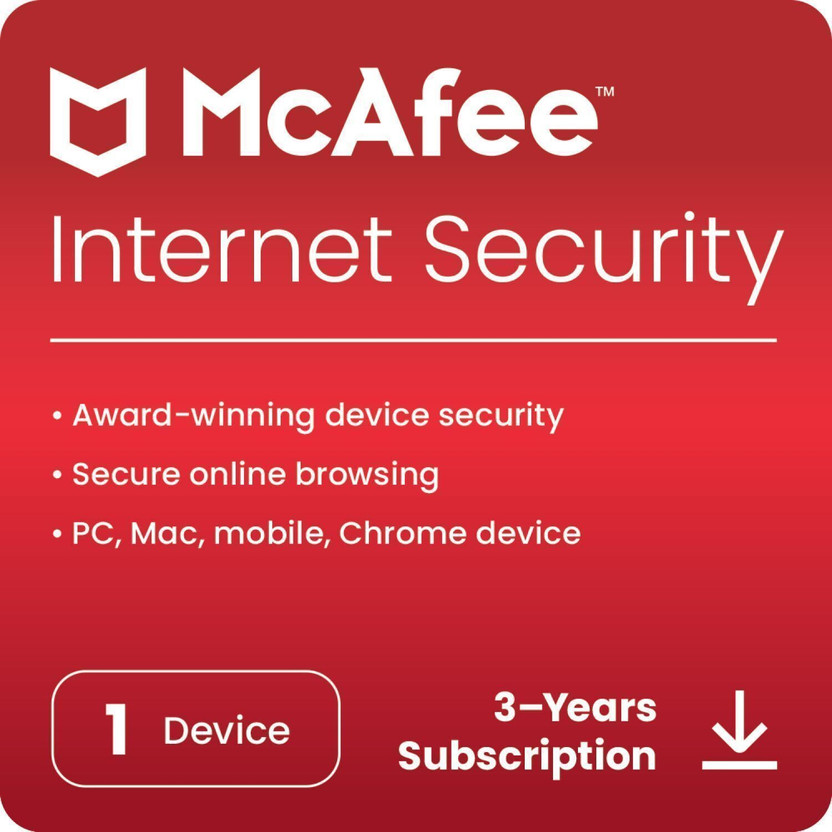 McAfee 2026 1 PC 3 Years Internet Security Compatible with Windows, Android, Mac, iOS (Email Delivery - No CD)(Standard Edition)