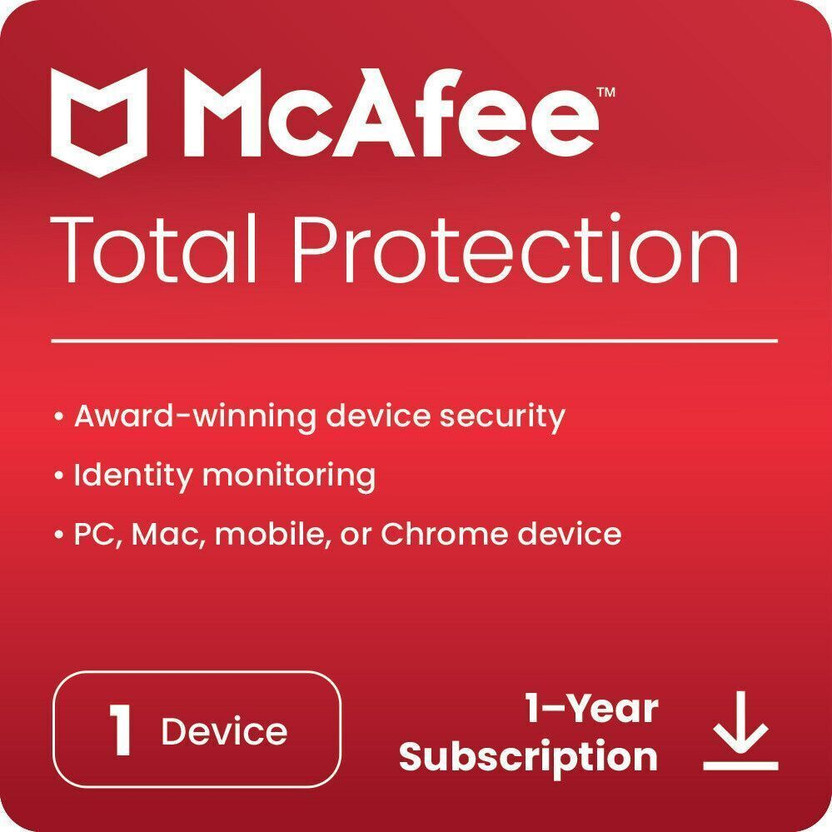 McAfee 2026 1 PC 1 Year Total Security Compatible with Windows, Android, Mac, iOS (Email Delivery - No CD)(Standard Edition)