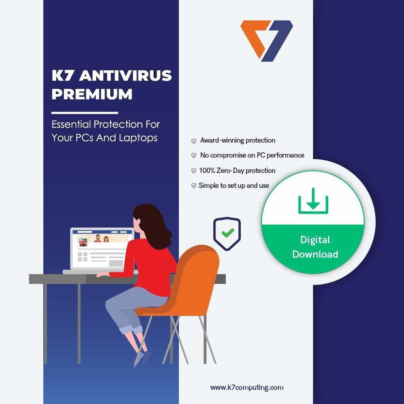 K7 2026 1 PC 1 Year Anti-virus Compatible with Windows (Email Delivery - No CD)(Standard Edition)
