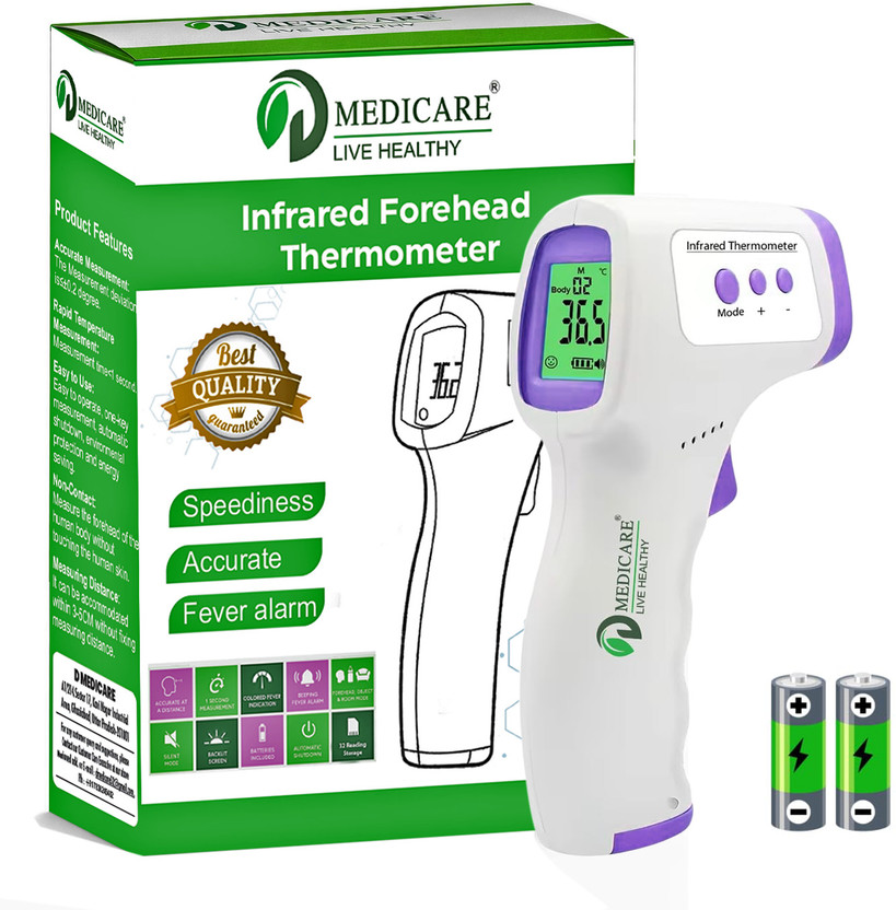 D MEDICARE IFTP03 Infrared Thermometer Non-Contact Laser Infrared Thermometer Temperature Gun Thermometer(White, Purple)