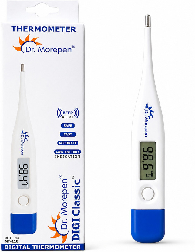 Dr. Morepen Digi Classic MT-110 Digital Thermometer Fast Accurate Beep Fever Oral MT-110 Thermometer(White)