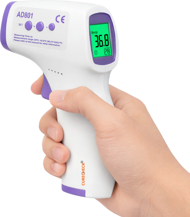 curecheck Non Contact Infrared Thermometer Forehead Temperature Gun For Adults & Kids Thermometer(White)