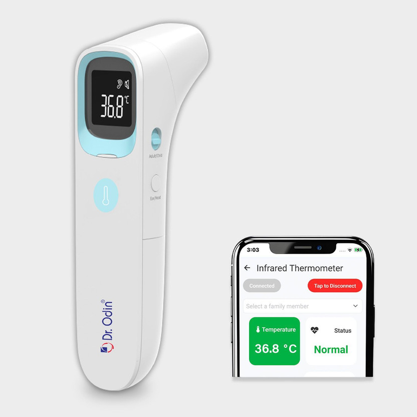 Dr. Odin OIR007BT Smart Infrared Temperature Scanner with App Monitoring & Clear Digital Display Thermometer(White)