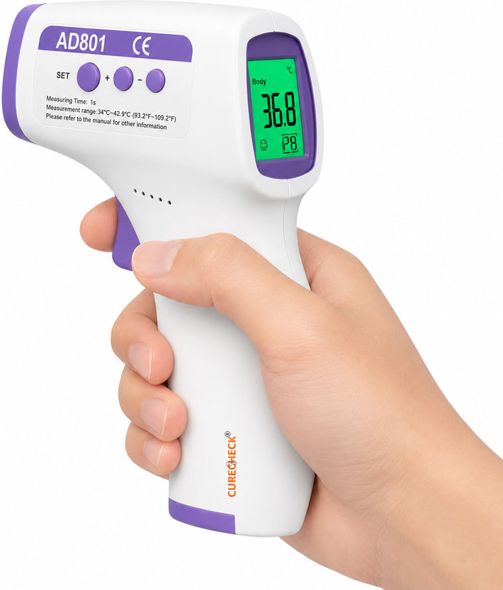 curecheck Non Contact Infrared Thermometer Forehead Temperature Gun For Adults & Kids Thermometer(White)