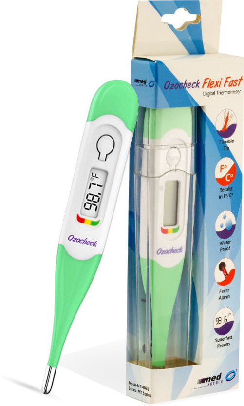 Ozocheck Digital With Flexible Tip | Fever Alarm & Beep Function | Waterproof Flexi Fast, 10 Seconds Fast Reading for Kids & Adults Thermometer(Green)