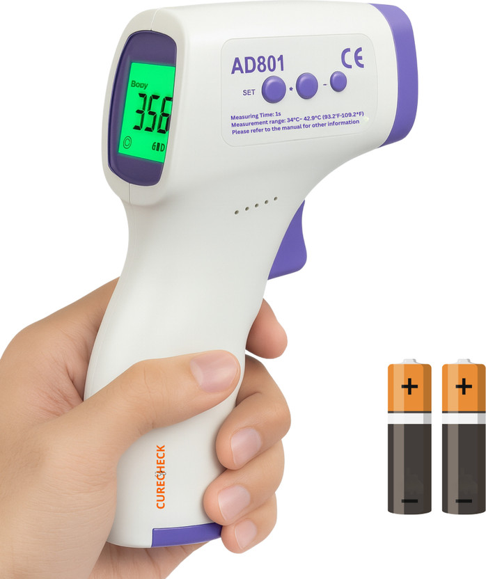 curecheck AD801003 AD801 Digital Infrared Thermometer For Fever Thermometer(White Blue)