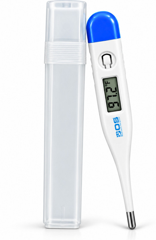 Bos Medicare Surgical Measuring Device with Protective Case for Home, Clinic & Hospital Use Digital Medical Thermometer with LCD Display, Electronic Body Temperature Thermometer(White & Blue)